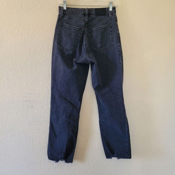 Abercrombie & Fitch The 90s Straight Ultra High Rise Jean Sz 25 Black Distressed - Picture 8 of 8